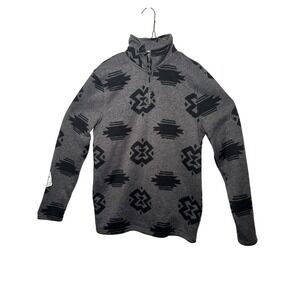 Urban Pipeline Mens Supersoft Sweater Fleece Jacket Gray Tribal Print M‎